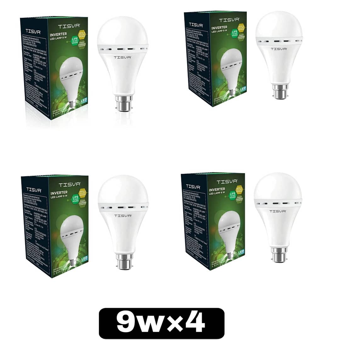 TISVA 9 W Basic Round B22 D LED Bulb (White) 9 watt ( Pack of 4 ) Guarantee 1 Years Card