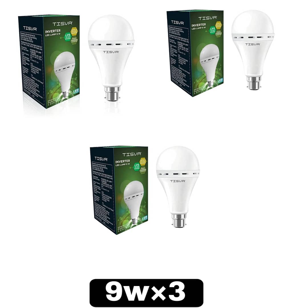 TISVA 9 W Basic Round B22 D LED Bulb (White) 9 watt ( Pack of 3 ) Guarantee 1 Years Card