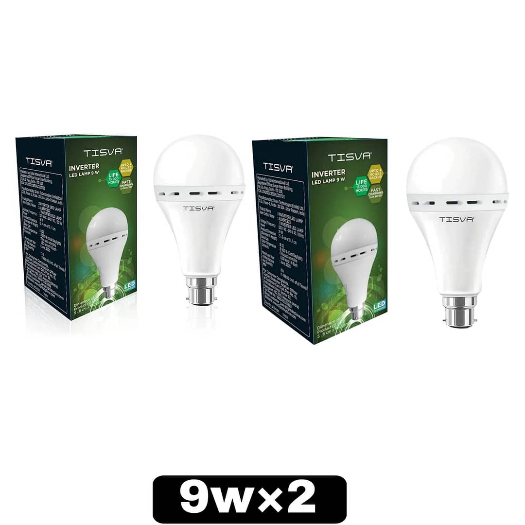 TISVA 9 W Basic Round B22 D LED Bulb (White) 9 watt ( Pack of 2 ) Guarantee 1 Years Card
